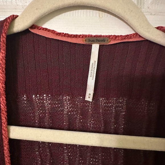 Free People Burgundy Cardigan with Red Accents - Picture 2 of 3